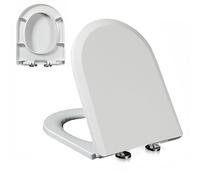 D/U-Shaped Toilet Seat, White PP Material, Quiet Close, Slow Close Toilet Lid with Non-Slip Adjustable Hinges, One-Click Quick Release, Easy to Install and Clean, 02D, 44x35.5cm