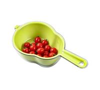 d-ual Layer Draining Basket with Handle - 2-in-1 Fruit Washing Bowl | PET, Lightweight, Portable Strainer for Vegetables and Berries, Kitchen, Bathroom and Camping, Fast Drying a-nd Space Saving