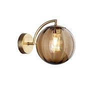 d Vintage Wall Sconce Mid Century Globe Stripe Glass Wall Lamp Retro Home Decor Lighting Fixture, G9 Hardwired Iron Sconce Antique Brass Finish, Nordic Bedside Glass Wall Light
