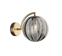 d Vintage Wall Sconce Mid Century Globe Stripe Glass Wall Lamp Retro Home Decor Lighting Fixture, G9 Hardwired Iron Sconce Antique Brass Finish, Nordic Bedside Glass Wall Light
