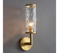 d Wall Sconces, Modern Sconces Wall Lighting with Water Rippled Glass Shades, Mid Century Vanity Lights, Brass Bathroom Light Fixtures for Over Mirror Bedroom Porch Indoor