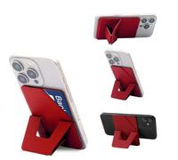 D.Y.A Phone Tripod Wallet for iPhone,Lightweight & Portable Phone Stand,Strong Magnetic Card Holder Fit 2 Cards & 3 Viewing Angles & Stain-Resistant Vegan Leather ，Coral