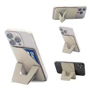 D.Y.A Phone Tripod Wallet for iPhone,Lightweight & Portable Phone Stand,Strong Magnetic Card Holder Fit 2 Cards & 3 Viewing Angles & Stain-Resistant Vegan Leather，Light Grey