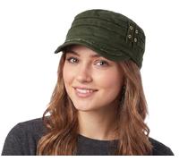 D&Y Unisex Cotton Distressed Layered Frayed Cadet Military Cap - Green - One Size
