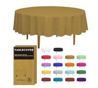 D&Z 12 Pack Gold Plastic Tablecloth Table Cloth 84" Round Disposable Table Cover for Party Birthday Wedding Christmas