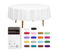 D&Z 12 Pack White Plastic Tablecloth Table Cloth 84" Round Disposable Table Cover for Party Birthday Wedding Christmas