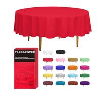 D&Z 6 Pack Red Plastic Tablecloth Table Cloth 84" Round Disposable Table Covers for Party Birthday Wedding Christmas
