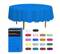 D&Z Plastic Tablecloth Disposable, 12 Pack Blue Table Cloth Individually Wrapped for Indoor&Outdoor, On-The-Go 84” Table Cover for Round Table Ideal for Party, Picnic, Birthday, Wedding and Dinner