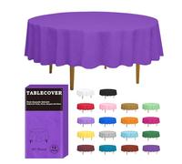 D&Z Plastic Tablecloth Disposable, 12 Pack Purple Table Cloth Individually Wrapped for Indoor&Outdoor, On-The-Go 84” Tablecover for Round Table Ideal for Party, Picnic, Birthday, Wedding and Dinner