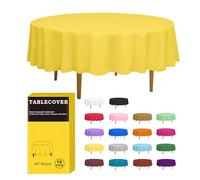 D&Z Plastic Tablecloth Disposable, 12 Pack Yellow Individually Wrapped for Indoor & Outdoor, On-The-Go 84" Round Table Cover Ideal for Party, Birthday, Wedding and Dinner