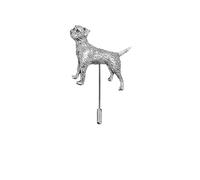 d02 Border Terrier made with fine English pewter on a tie stick pin hat scarf collar coat by CreatedByJake