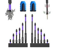 D1 Anti-Slip and Shock-Proof Bits with Phillips Screwdriver Bits-Upgraded High Hardness and Strong Magnetic Bit,Non-Slip 1/4 Inch Hex Shank Cross Impact Driver Bit Set(12Pcs/Set+2Bit Holder)