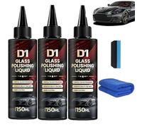D1 Glass Polishing Liquid Glass Car Polish, Auto Glasss Polishing Compound Windshield Cleaner Oil Film Remover, Clear Vision Windshield Cleaner, Applicable to All Cars (3pcs)