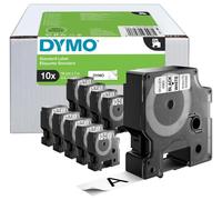 D1 Standard Label Tape - 19mm x 7m Black on White, Pack of 10 - 2093098