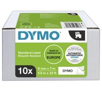 D1 Standard Label Tape - 9mm x 7m Black on White, Pack of 10 - 2093096