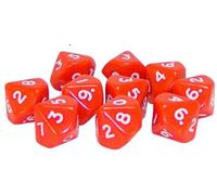 D10 Dice Pack - Set of 10 Red Ten sided dice