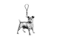 D13 Jack Russell Terrier Dog English Pewter Emblem Mobile Phone Charm, 4cm Cord, Gift Packed