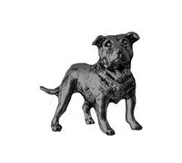 D17 Staffie Staffordshire Bull Terrier Dog 2.7x2.6cm BLACK FINISH English Pewter pin badge with butterfly clasp clip