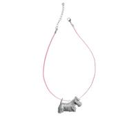 D18 Scottish Terrier Dog Pewter design on a 18" Pink Cord Necklace Jewellery Gift Handmade