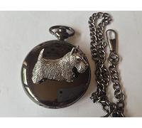 D18 Scottish Terrier polished black case mens GIFT quartz pocket watch fob made in sheffield