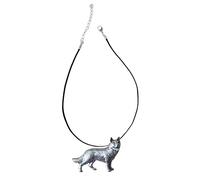 D2 German Shepherd Dog pewter design on a 18" Black Cord Necklace Jewellery Gift Handmade