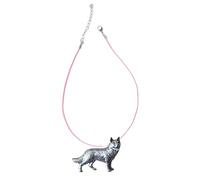 D2 German Shepherd Dog Pewter design on a 18" Pink Cord Necklace Jewellery Gift Handmade