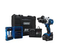 04790 D20 20V Brushless Combi Drill Kit & Draper Expert Impact Screwdriver Bit Set (26 Piece)