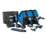 Draper 90470 D20 20V Workshop Kit 1 X 3.0Ah Battery 1 X 4.0Ah Battery 1 X Fast Charger (19 Piece) each