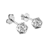 D20 Dice Style Classic Dice Earing Unique D20 Ear Stud Role Playing Games RPG MTG Table Games Lovers(Silver)