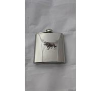 D22 Border Collie fine english pewter 6oz Stainless Steel Hip Flask With Pewter Emblem Captive Top