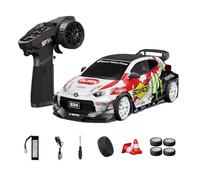 D24 1:24 RC Drift Car for Adults, 2.4G Full Proportional 4WD High Speed Drift Racing Car with Gyro Stability, Dual-Mode Tires & LED Lights(S5/White/D24-04)