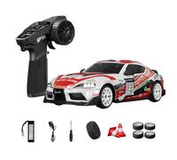 D24 1:24 RC Drift Car for Adults, 2.4G Full Proportional 4WD High Speed Drift Racing Car with Gyro Stability, Dual-Mode Tires & LED Lights(S6/White/D24-01)