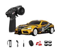 D24 1:24 RC Drift Car for Adults, 2.4G Full Proportional 4WD High Speed Drift Racing Car with Gyro Stability, Dual-Mode Tires & LED Lights(S2/Yellow/D24-01)
