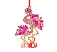 D24TIME Flamingo Christmas Ornament Pink Metal Flamingo Pendants Tree Decorations Decorative Hanging Ornaments Flamingo Keepsake Gifts for Women Flamingo Lovers Sisters Girls Holiday Decor Xmas Party