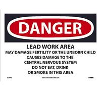 D26PB National Marker Danger Sign -Lead Work Area 10 Inches x 14 Inches, Ps Vinyl
