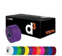 d3 AST Athletic Sports Strapping Tape - Pack of 16 Rolls, 38mm x 13.7 - Hand Tearable Zinc Oxide Joint Support Ankle, Wrist, Knee, Shoulder, Fingers (Purple)