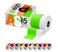 D3 Athletic Sports Tape Lime Green/White Dual Roll Twin Pack 1.25cm & 2.5cm x 15m - Hand Tearable Zinc Oxide Strapping for Finger, Thumb, Wrist Joint Support - Boxing, BJJ, Climbing Grip Tape