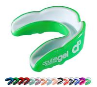 d3 Double Gel Mouthguard wth Case, Adults and Junior Gum Shield for Boxing, MMA, Contact Sports, Rugby, Martial Arts, Judo, Karate, Hockey (Green/White, Youth (Under 12))