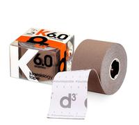 d3 K6.0 Kinesiology Tape - 50mm x 6m Latex-Free Hypoallergenic Ankle, Knee, Shoulder, Elbow Kinetic Physio Sports Medical Muscle Injury Strapping Support (Light Brown, 1 Roll)