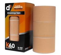 d3 K6.0 Kinesiology Tape 5cm x 6m Beige - 3 Rolls Water Resistant Hypoallergenic Kinetic Tape for Knee Pain, Shoulder, Back & Muscle Support - Injury Recovery & Sports Tape Strapping