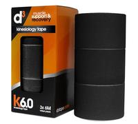 d3 K6.0 Kinesiology Tape 5cm x 6m Black - 3 Rolls Water Resistant Hypoallergenic Kinetic Tape for Knee Pain, Shoulder, Back & Muscle Support - Injury Recovery & Sports Tape Strapping