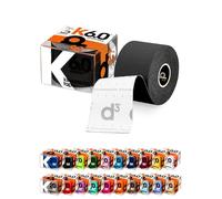 d3 K6.0 Kinesiology Tape 5cm x 6m Black - Water Resistant Hypoallergenic Kinetic Tape for Knee Pain, Shoulder, Back & Muscle Support - Injury Recovery & Sports Tape Strapping Uncut Roll