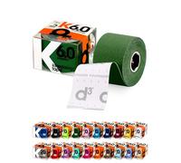 d3 K6.0 Kinesiology Tape 5cm x 6m Dark Green - Uncut Roll Latex-Free Hypoallergenic Elastic Sports Physio Tape for Knee, Shoulder, Back & Muscle Support - Athletic Injury Recovery & Blister Prevention