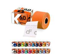 d3 K6.0 Kinesiology Tape 5cm x 6m Orange - Water Resistant Hypoallergenic Kinetic Tape for Knee Pain, Shoulder, Back & Muscle Support - Injury Recovery & Sports Tape Strapping Uncut Roll
