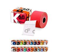 d3 K6.0 Kinesiology Tape 5cm x 6m Red - Uncut Roll Latex-Free Hypoallergenic Elastic Sports Physio Tape for Knee, Shoulder, Back & Muscle Support - Athletic Injury Recovery & Blister Prevention