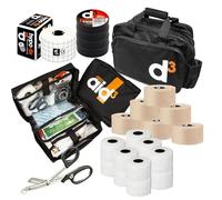 d3 Sideline Starter First-Aid Kit Portable Team Physiotherapy Strapping Rehab Medical Bag Includes (Zinc Oxide Tape, EAB Bandage, Hypafix, PVC & Scissors)