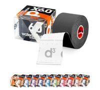 d3 X6.0 Xtreme Waterproof Sweatproof Kinesiology Tape 50mm x 6m Black - 1 Roll Uncut Latex-Free Kinetic Knee, Shoulder, Black Muscle & Joint Sports Physio Medical Injury Support