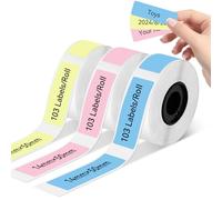 D30 Label Tape, Compatible for D30 D10 Q30 Q31 Label Maker, Black on Blue/Yellow/Pink Self-Adhesive Thermal Paper, 14mm x 50mm (0.55×1.96 Inch) 103 Labels/Roll