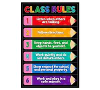 D4DREAM Classroom Rules Poster - Class Rules Poster for Classroom Decorations Elementary Classroom Expectation Posters for Preschool Middle School Kindergarten Elementary Back to School Teach Supplies