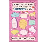 D4DREAM Fill in The Blank Mothers Day Card for Mom - Personalized Happy Mother's Day Greeting Card from kids - Handcrafted Pink Keepsake Gift from Kids Daughter Son with Envelope (5.5”x8”)